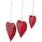 Red Metal Heart Tibetan Inspired Indoor Outdoor Decorative Bells with Jute Hanging Rope